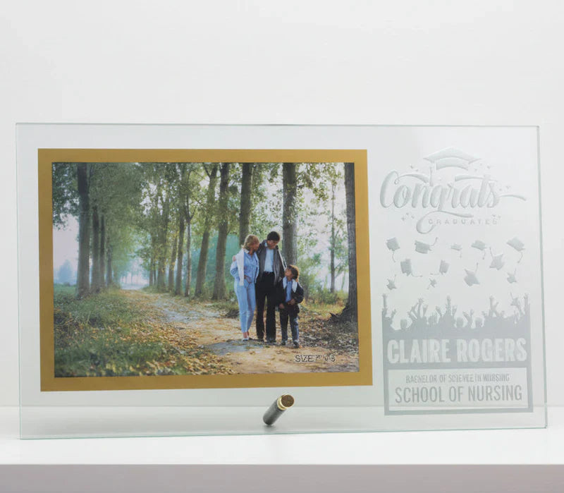 Clear Glass SILVER Frame with Silver Pin -HORIZONTAL
