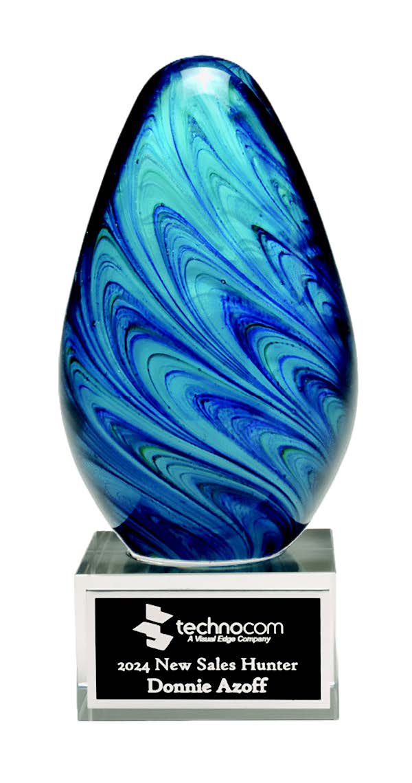 Green and Teal Hurricane Egg on a Clear Glass Base