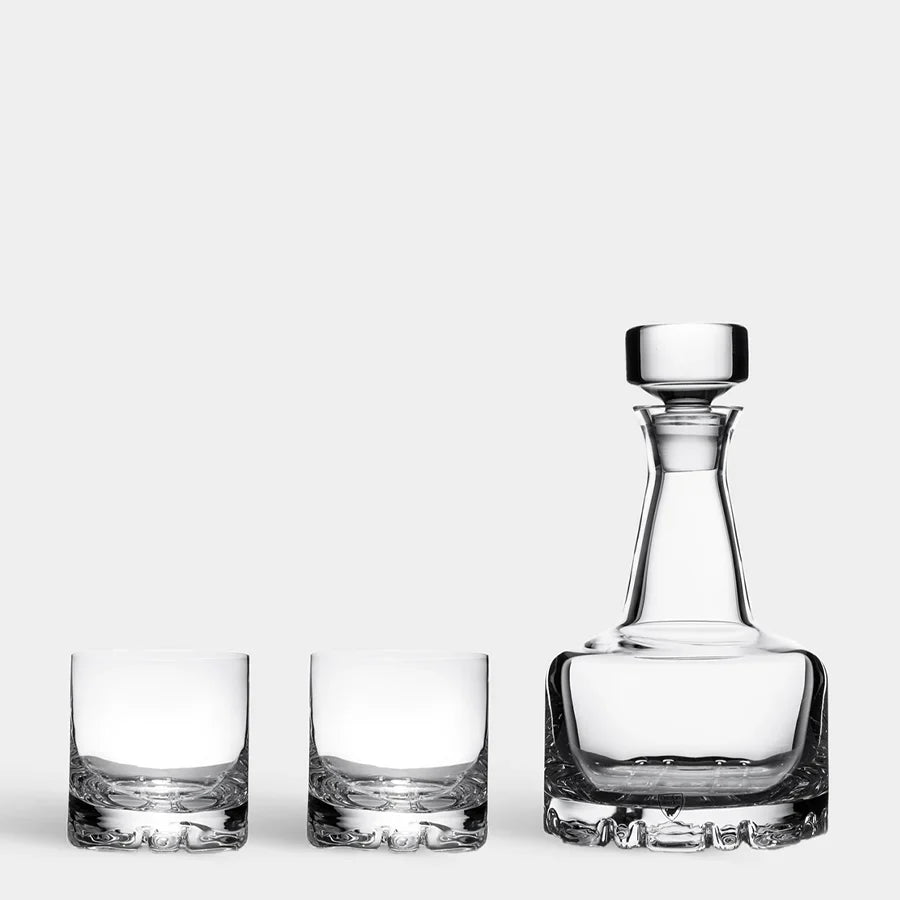 Orrefors   Erik 3 Piece Set - one 26 oz Decanter and two 12 oz, DOF Glasses 