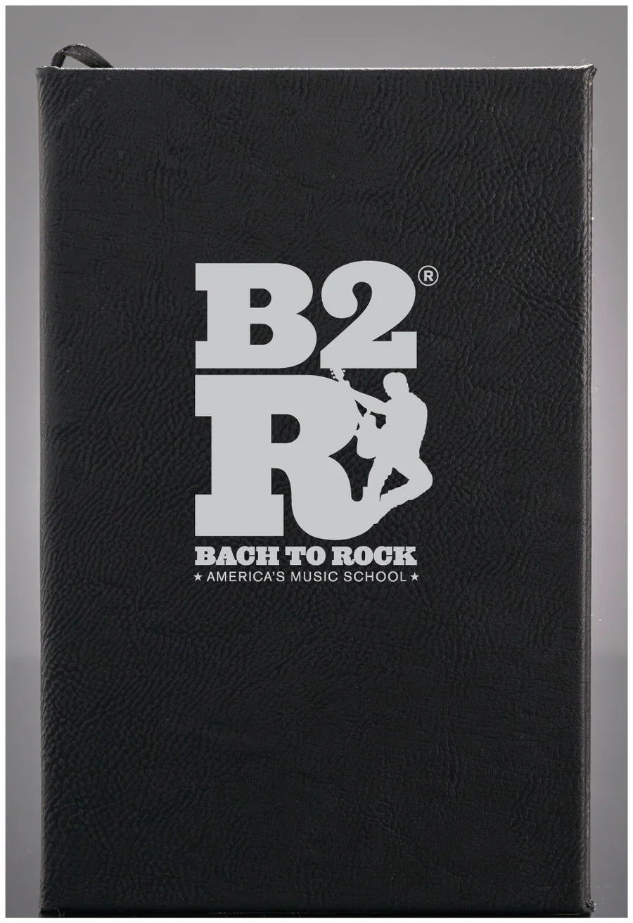 5-1/4" x 8-1/4" Black/Silver Laserable Leatherette Journal with Lined Notepad