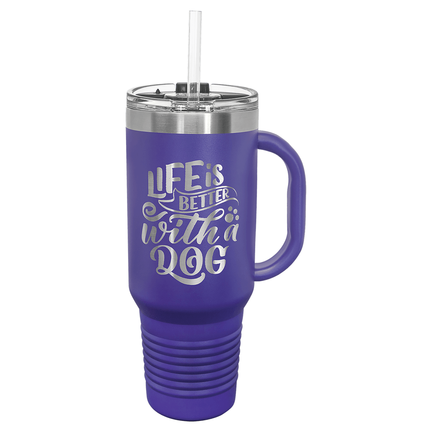 40 oz Vacuum Insulated Stanley Style Travel Mug with Straw and "Free Engraving"