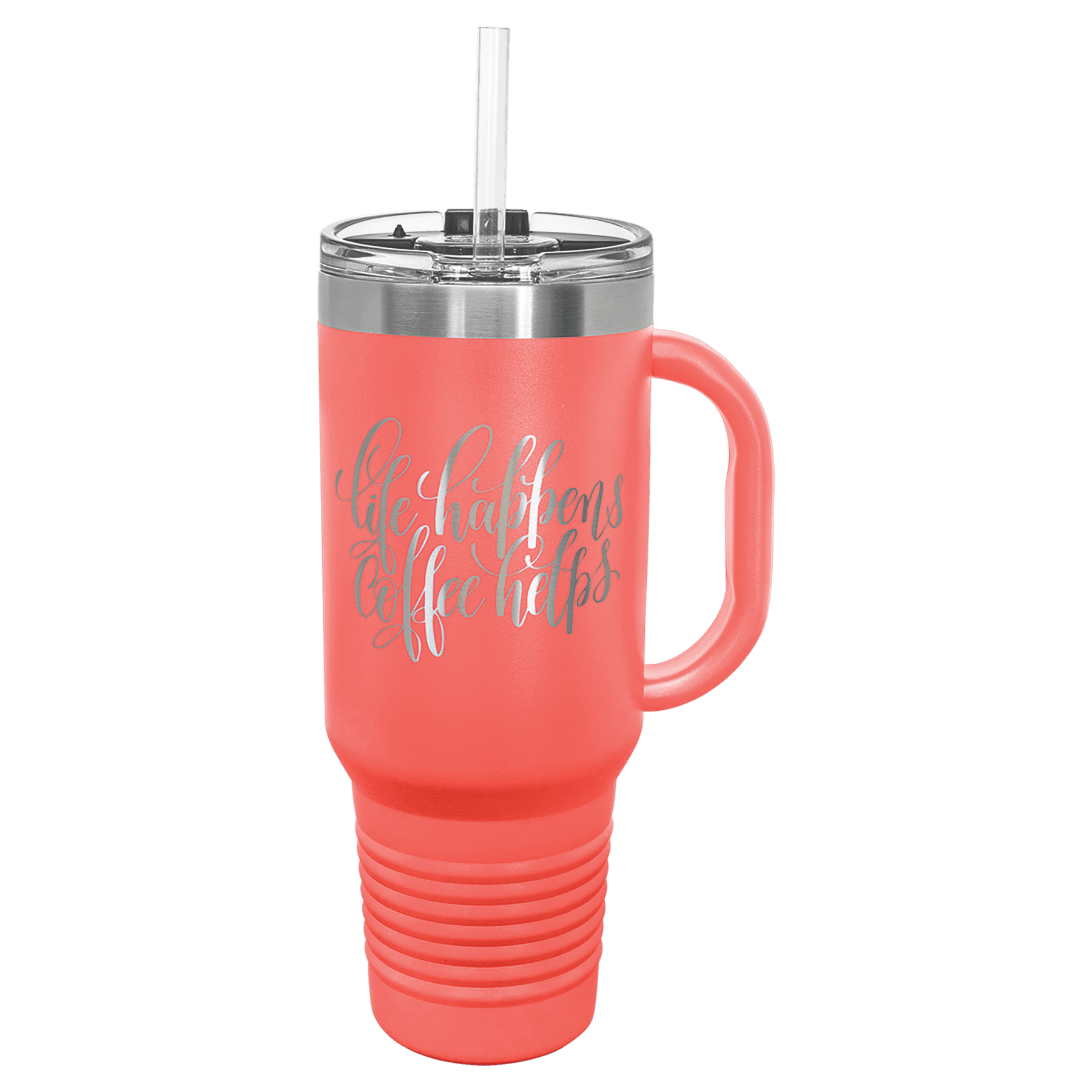 40 oz Vacuum Insulated Stanley Style Travel Mug with Straw and "Free Engraving"