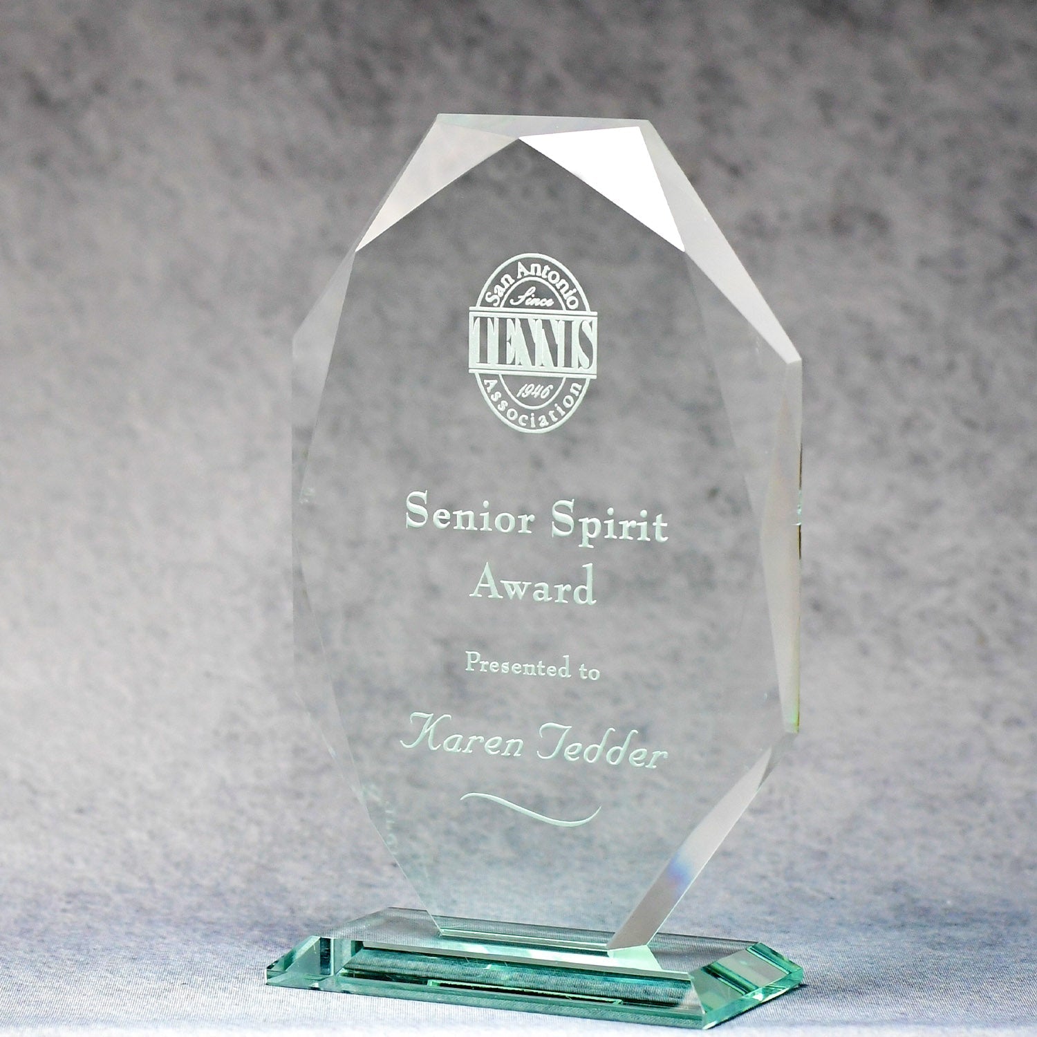 Jade Glass Multi-Faceted Elongated Octagon