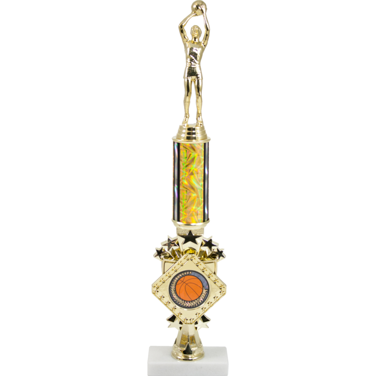 Diamond Series Trophy with a round column on a marble base